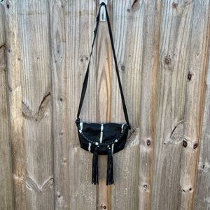 Sammy handmade in Ethiopia soft leather bag,  small, fringes